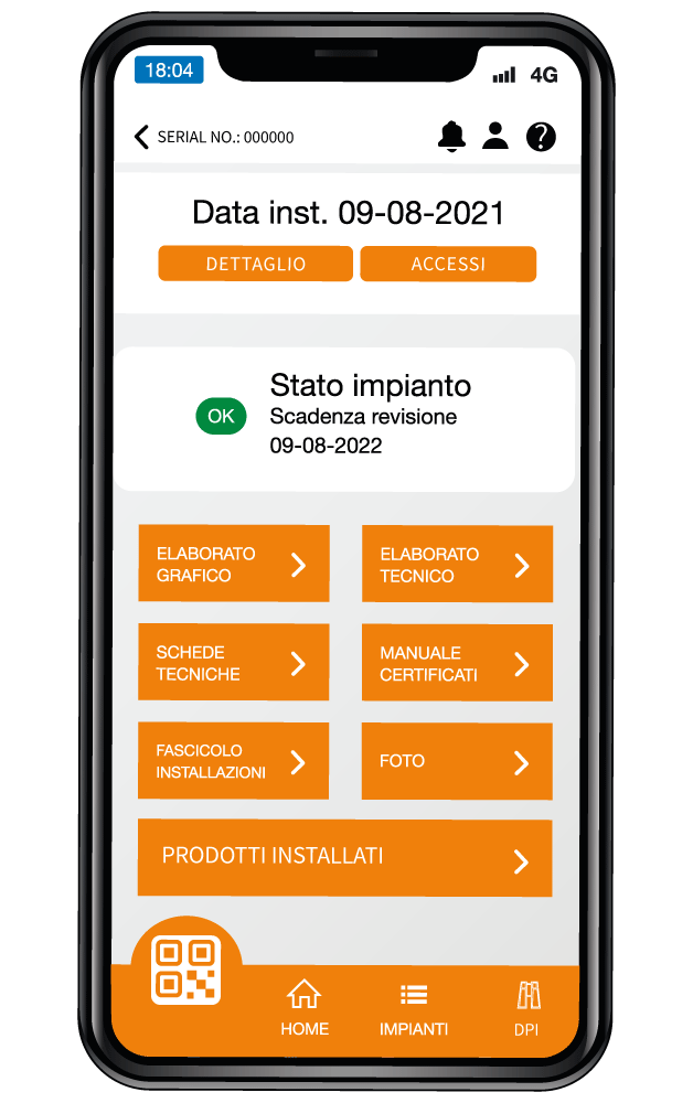 1 - Gestión digital de la documentación de la instalación
2 - Geolocalización de la instalación
3 - Alertas y recordatorios de vencimiento de revisión
4 - Trazabilidad de accesos mediante escaneo del código QR de la placa por parte de los operarios
5 - Acceso a la documentación mediante escaneo del código QR de la placa por parte de los operarios
6 - Gestión digital de la documentación de los EPI
7 - Alertas y recordatorios de revisión anual
8 - Informes y revisiones siempre disponibles